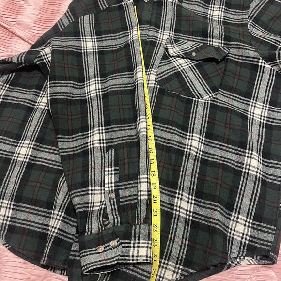 Vintage Private Club Mens Button Down Flannel Shirt 2XL Plaid Black Green - Picture 6 of 8